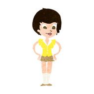 cartoon pretty woman with hands on hips N19