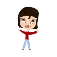 cartoon happy woman waving arms N10