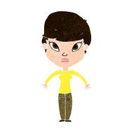 cartoon woman shrugging shoulders N446