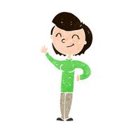 cartoon friendly waving woman N10