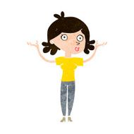 cartoon woman throwing arms in air N9