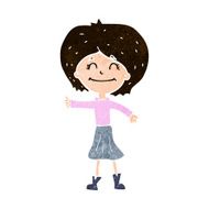 cartoon happy girl giving thumbs up symbol N10