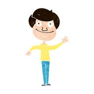 cartoon happy man waving N37