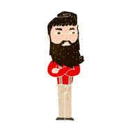 cartoon serious man with beard N19
