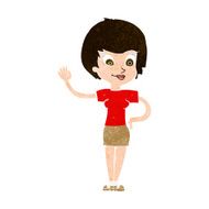Cartoon Woman Waving N316