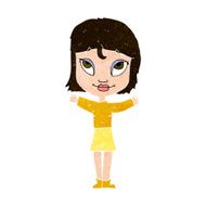 cartoon woman with open arms N92