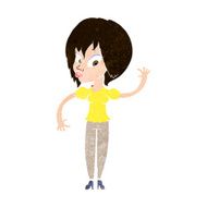 Cartoon Woman Waving N317