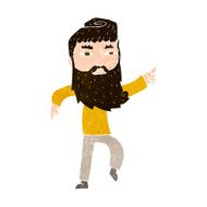 cartoon bearded man pointing the way N9