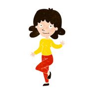 cartoon friendly woman waving N48