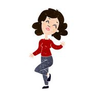 cartoon happy woman dancing N10