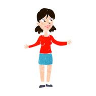 cartoon happy woman shrugging shoulders N16