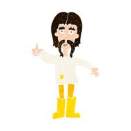 cartoon hippie man giving thumbs up symbol N10