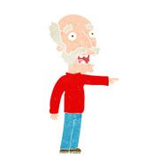 cartoon scared old man pointing N10