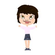 cartoon woman waving arms N19