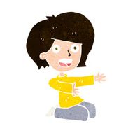 cartoon shocked woman on knees N9