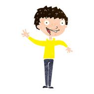 cartoon happy boy waving N19
