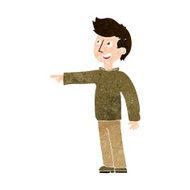 cartoon happy man pointing and laughing N9