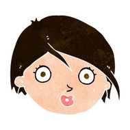 cartoon surprised female face N60