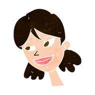 cartoon happy female face N178