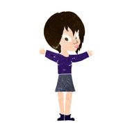 cartoon woman with open arms N96