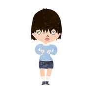 cartoon woman making Who Me? gesture N43