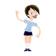 Cartoon Girl Waving N30