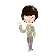 Cartoon Woman Waving N323