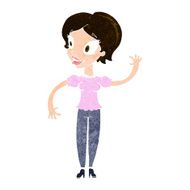 Cartoon Woman Waving N325