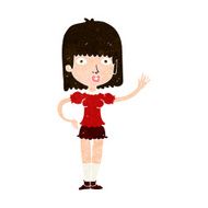 Cartoon Woman Waving N328