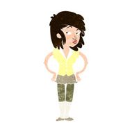 cartoon pretty woman with hands on hips N20