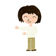 cartoon woman gestureing welcome N8