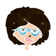 cartoon woman wearing spectacles N40