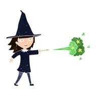 cartoon witch girl casting spell N20