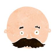 cartoon bald man with mustache N19