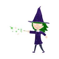 cartoon witch girl casting spell N21