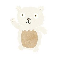 cartoon waving polar bear cub N31