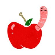 Cartoon Apple With Worm N59