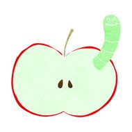 Cartoon Apple With Worm N61