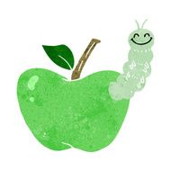 cartoon apple with bug N28