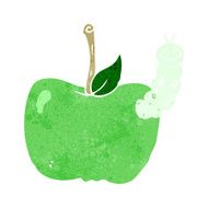 cartoon apple with bug N29