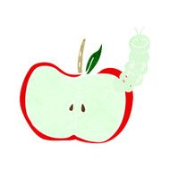 cartoon apple with bug N30