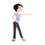 cartoon hip woman pointing N10