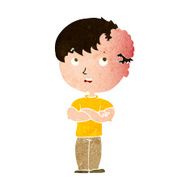 cartoon boy with growth on head N37
