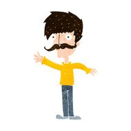 cartoon waving mustache man N10