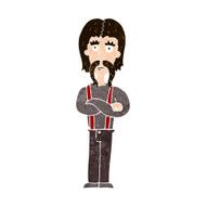 cartoon long mustache man with folded arms N10