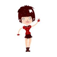 cartoon waving vampire girl N20