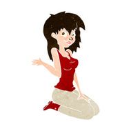 cartoon pretty girl waving N29