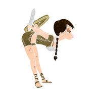cartoon viking girl bowing N5