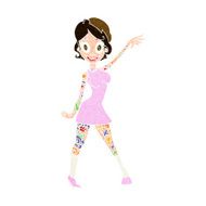 cartoon woman with tattoos N13