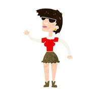 cartoon woman in spectacles waving N10